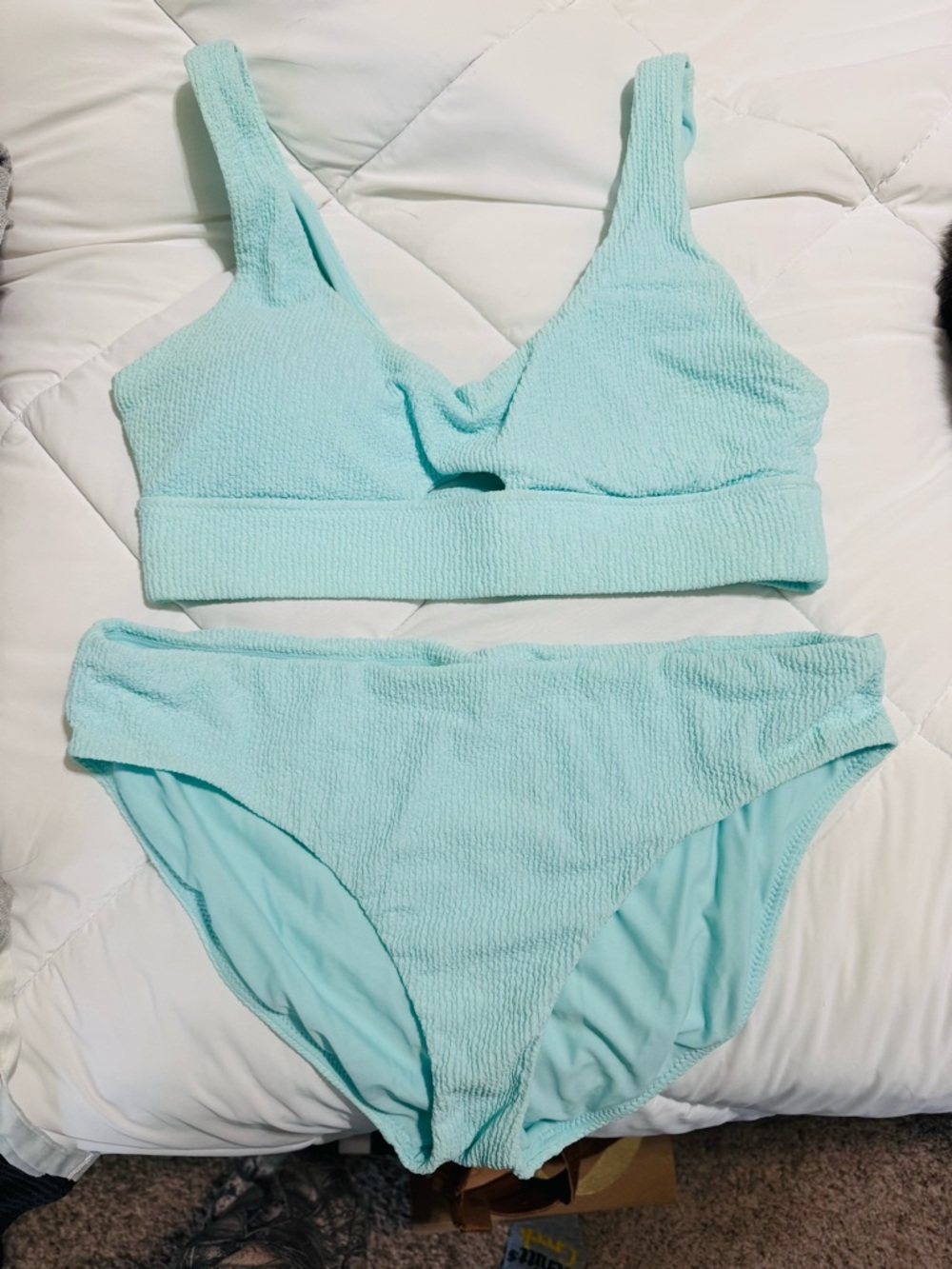CALIA by Carrie Underwood Light Aqua Textured Bikini Set